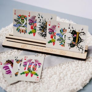 Spielkartenhalter Wunschtext Spiel Karten Laser Geschenk Kind Holz Spielzeug Helfer Personalisiert Halter