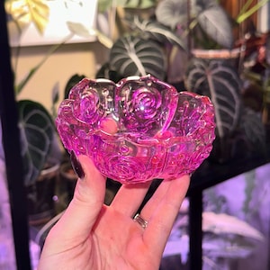 Cuenco de loto de resina hecho a mano: joyero, baratija y dulcero