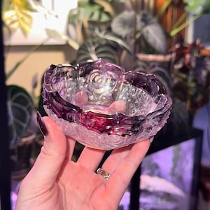 Cuenco de loto de resina artesanal: bandeja decorativa para joyas