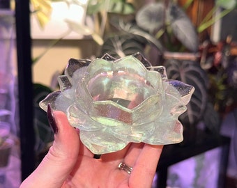 Lotus Resin Tealight Candle Holder/ Dish - Resin Tray, Jewelry Tray, Jewelry Dish, Trinket Tray, Ring Dish