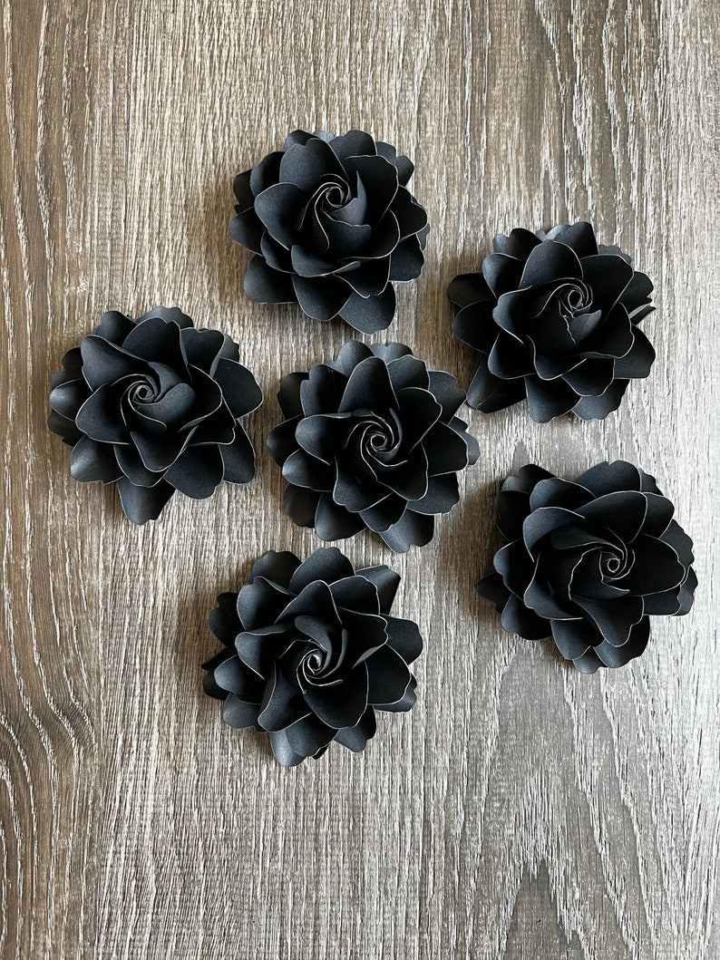 6ct BLACK Paper Flowers Loose Flowers Black Party Etsy