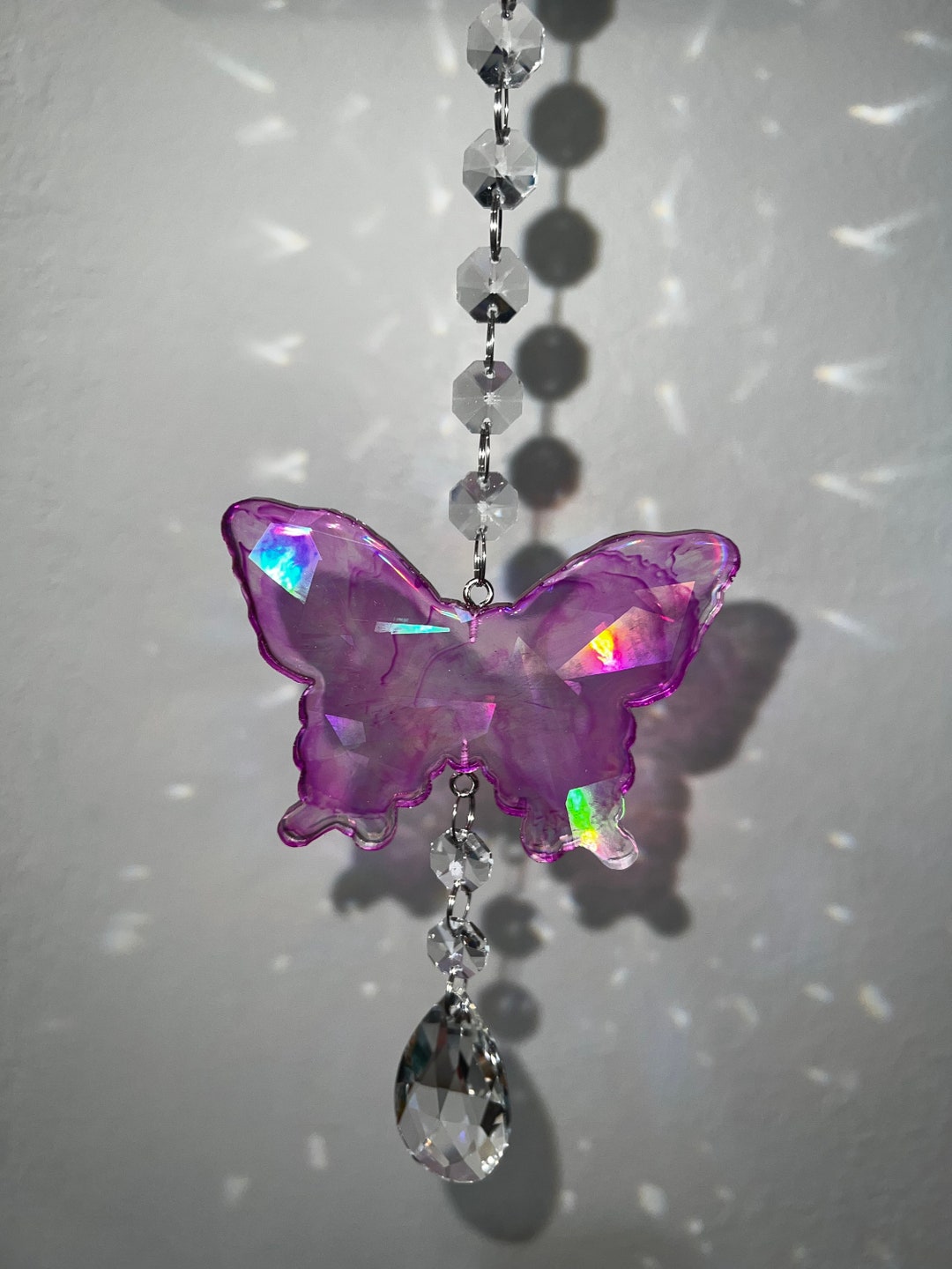 Resin Holographic Suncatcher Butterfly Suncatcher Crystal Etsy