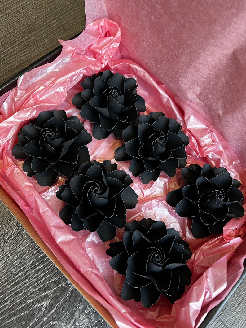 6ct BLACK Paper Flowers Loose Flowers Black Party Etsy