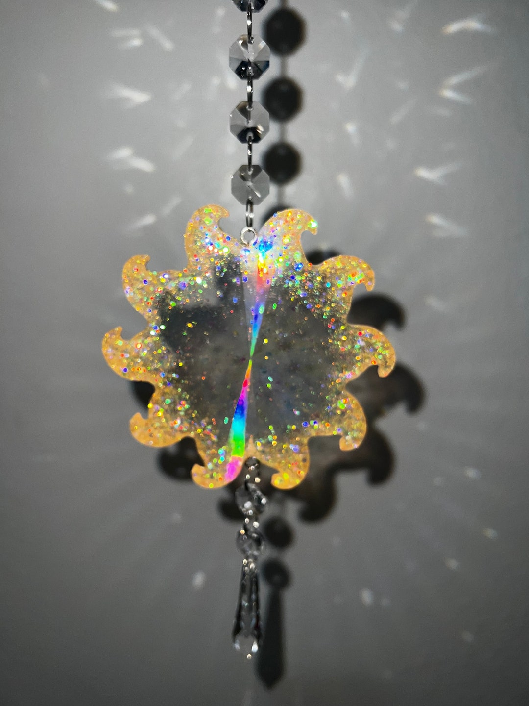 Resin Holographic Suncatcher Sunburst Suncatcher Crystal Etsy
