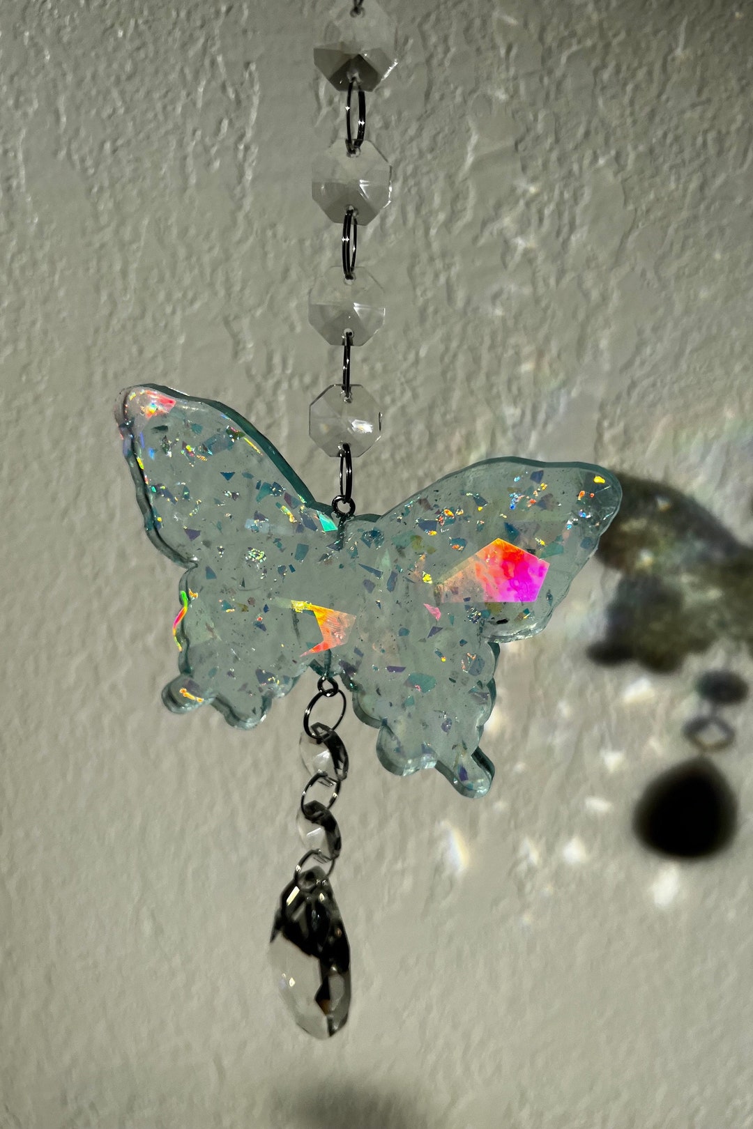 Resin Holographic Suncatcher Butterfly Suncatcher Crystal Etsy