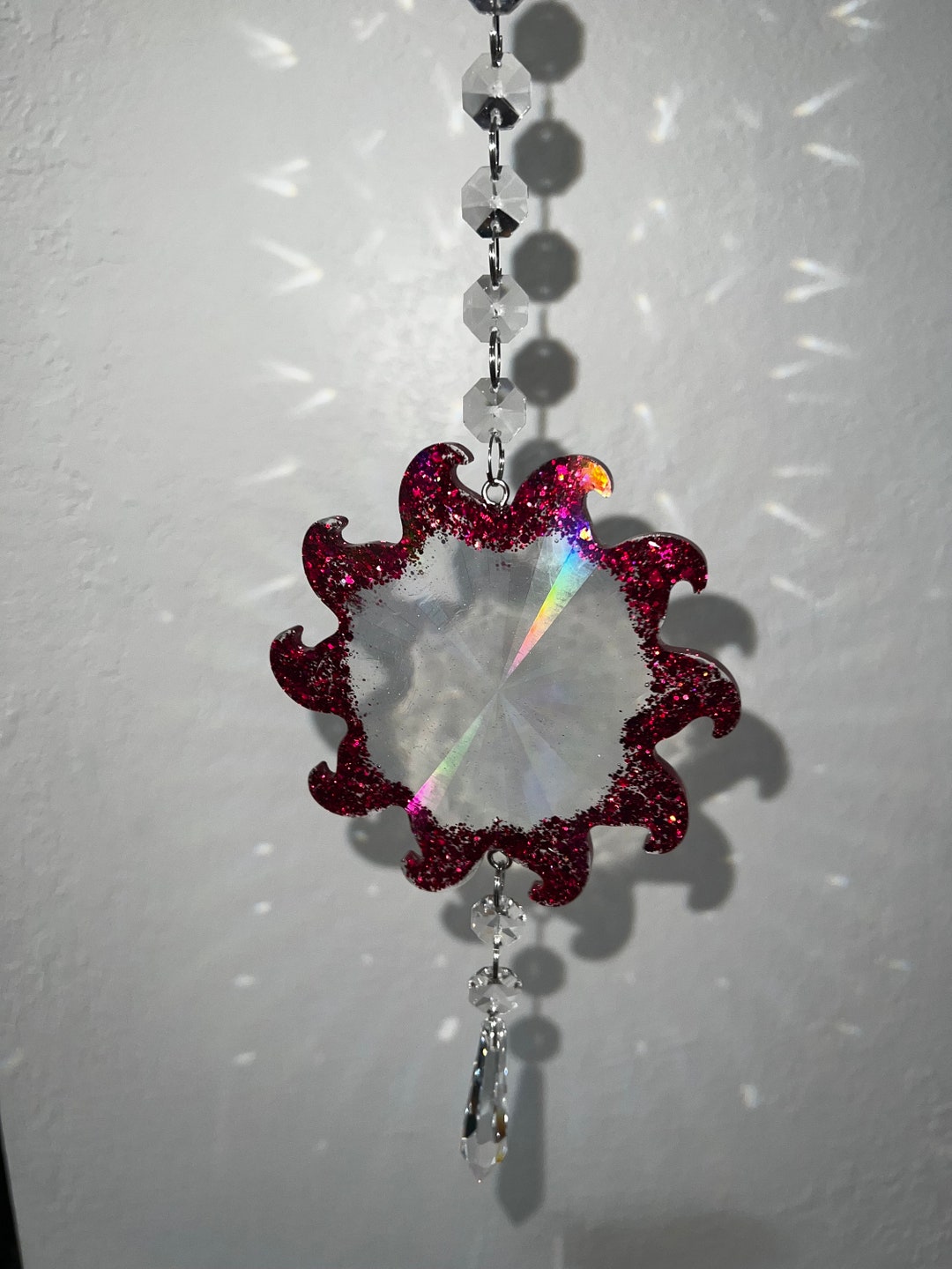 Resin Holographic Suncatcher Sunburst Suncatcher Crystal Etsy