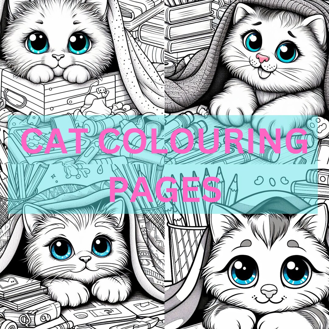 Purr-fectly Whiskerful Cats Cat Colouring Book, Coloring Pages 4 Pet - Etsy