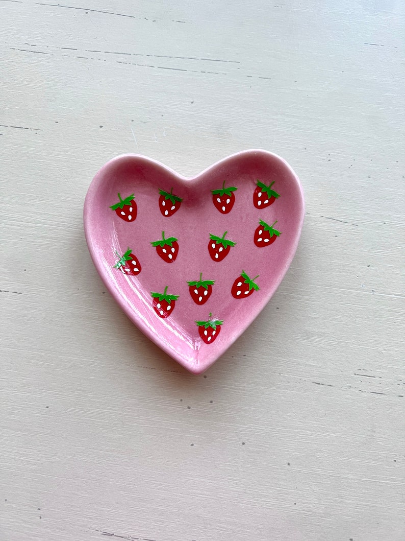 Strawberry Decor, Cottagecore, Strawberries, Kitchen Decor, Summer Decor, Spring Decor, Gifts for Mom, Gift For Her, Jewelry Ring Dish image 1