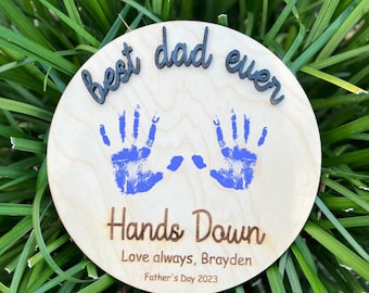 Father's Day, Gift for Dad, Father's Day Gift, Best Dad Hands Down, Personalized Fathers Day Gift From Kids, DIY Handprint Sign