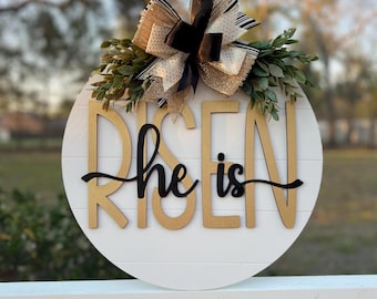 Easter Front Door Decor | He Is Risen | Easter Front Door Wreath | Easter Door Hanger | Easter Door Sign | Jesus Signs | He Is Risen Wreath