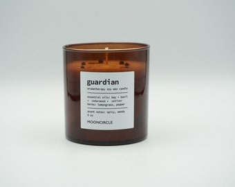 Guardian Candle, Essential Oil Candle, Pure Essential Oil Aromatherapy, Protection Aromatherapy Candle, Soy Wax Candle, Toxin-free Vegan