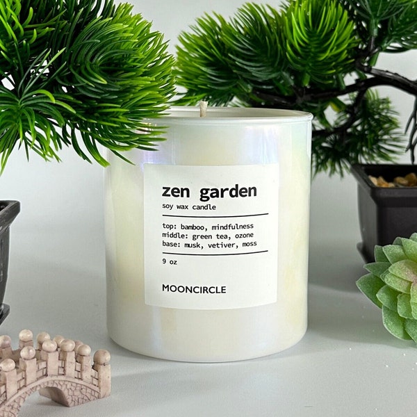 Zen Garden Candle | Bamboo Fresh Scent | Spa Day | Relaxing Fresh Scent | Green Tea Musk | Soy Wax Decorative Natural Candle White | Vetiver