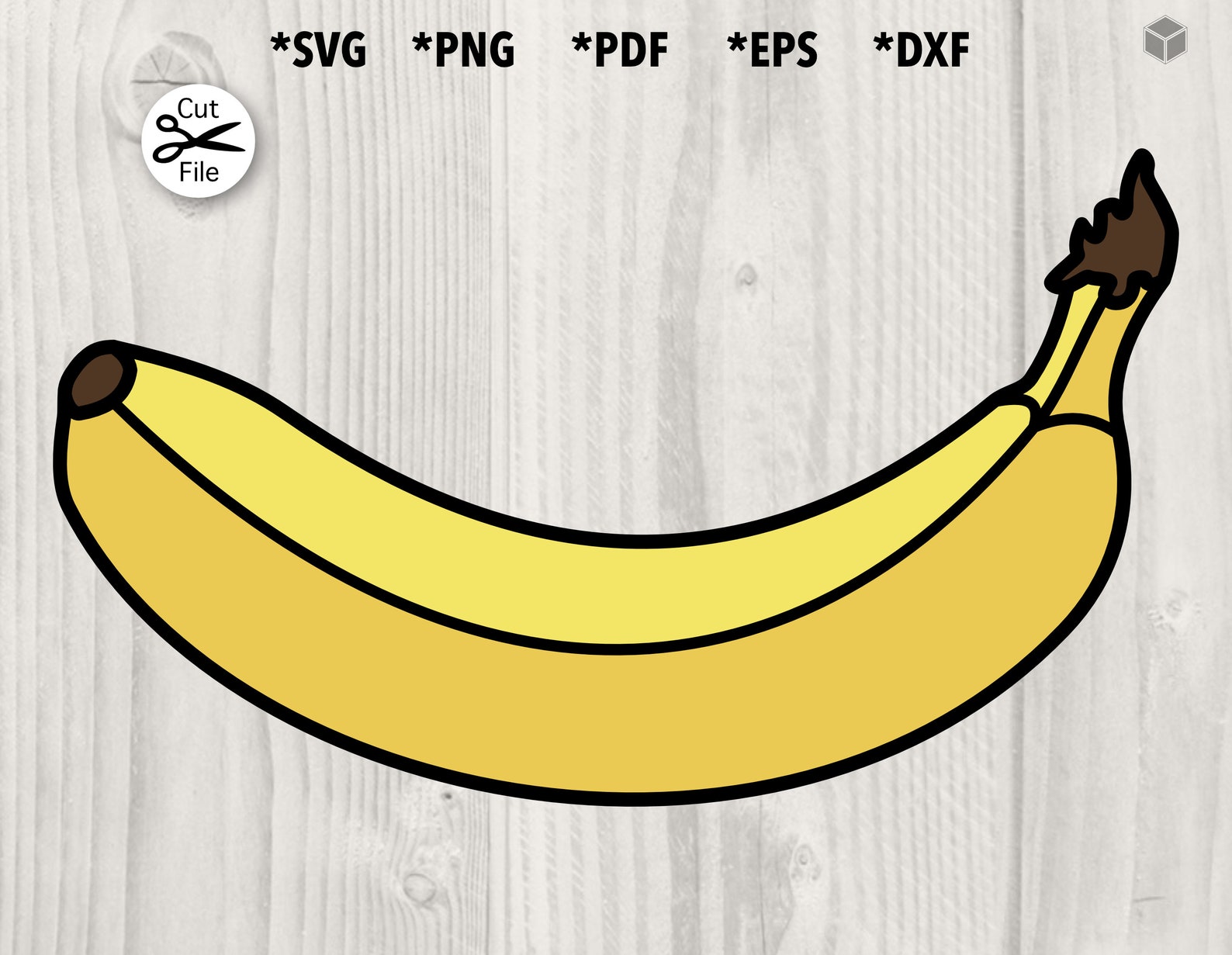 Realistic Yellow Banana Svg Png Pdf Dxf Eps Etsy UK