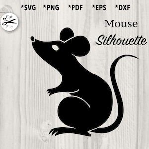 File di taglio in formato SVG di sagoma del topo, disegno del tatuaggio con stencil, png, pdf, dxf, eps