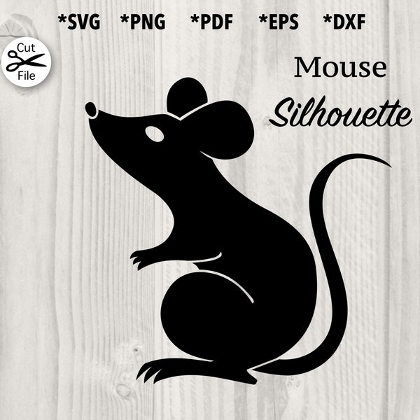 Muis silhouet SVG gesneden bestand, Stencil Tattoo Design, png, pdf, dxf, eps