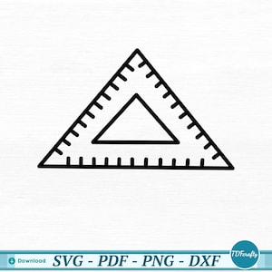 Dreieck Lineal Umriss SVG-Datei, Zurück zu Schule Clipart, Schüler DXF Handwerk Datei, Bildung Pdf Druckbild