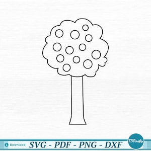 Apfelbaum Umriss SVG-Schnittdatei - Obst Clipart PNG - Lebensmittel Silhouette DXF - Sublimationsdruck pdf