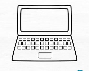 Laptop Outline SVG File, Back to School Clipart, Student DXF Craft File, Education pdf Print image