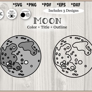 Moon Color and Outline Set svg, png, pdf, dxf, eps