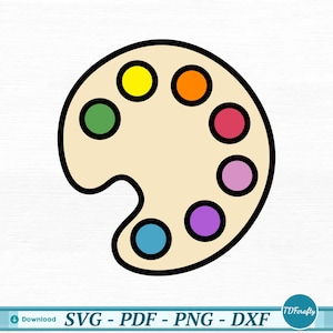 File SVG della tavolozza dei colori, Clipart Ritorno a scuola, File artigianale DXF per studenti, Immagine di stampa pdf educativa