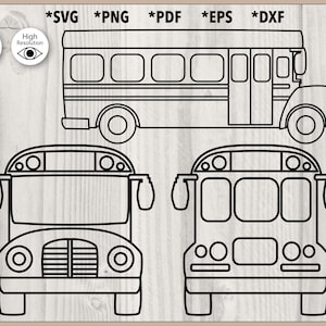 School Bus Vector Outline, Academic Transport Clipart, Student Vehicle for College Design svg, png, pdf, dxf, eps