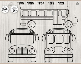 School Bus Vector Outline, Academic Transport Clipart, Student Vehicle for College Design svg, png, pdf, dxf, eps