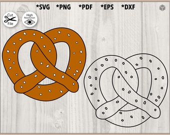 Pretzel Oktoberfest Illustration svg, png, pdf, dxf, eps Vector Cut File