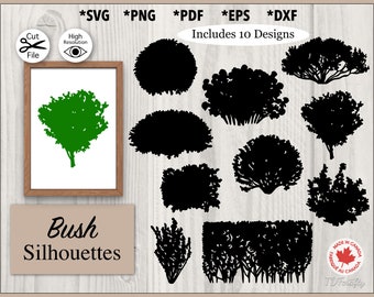 Struiken Silhouet SVG Bundel, Struiken Vormen Decal Design Set, Forest Elements Grafische Illustratie, Tuin Hedges svg, png, pdf, dxf, eps