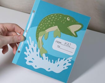 Modello di libro di attività di pesca in formato file tagliato (png, svg, dxf, eps)