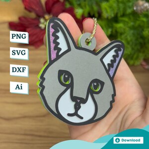 Fichier de découpe chat de Noël - modèle d'ornement