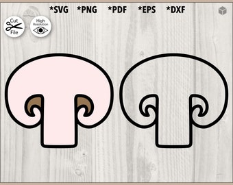 Couleur champignon et contour coupé fichier svg, png, pdf, dxf, eps pour machine de découpe