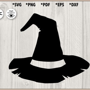 Silhueta de chapéu de bruxa svg, png, pdf, eps, dxf