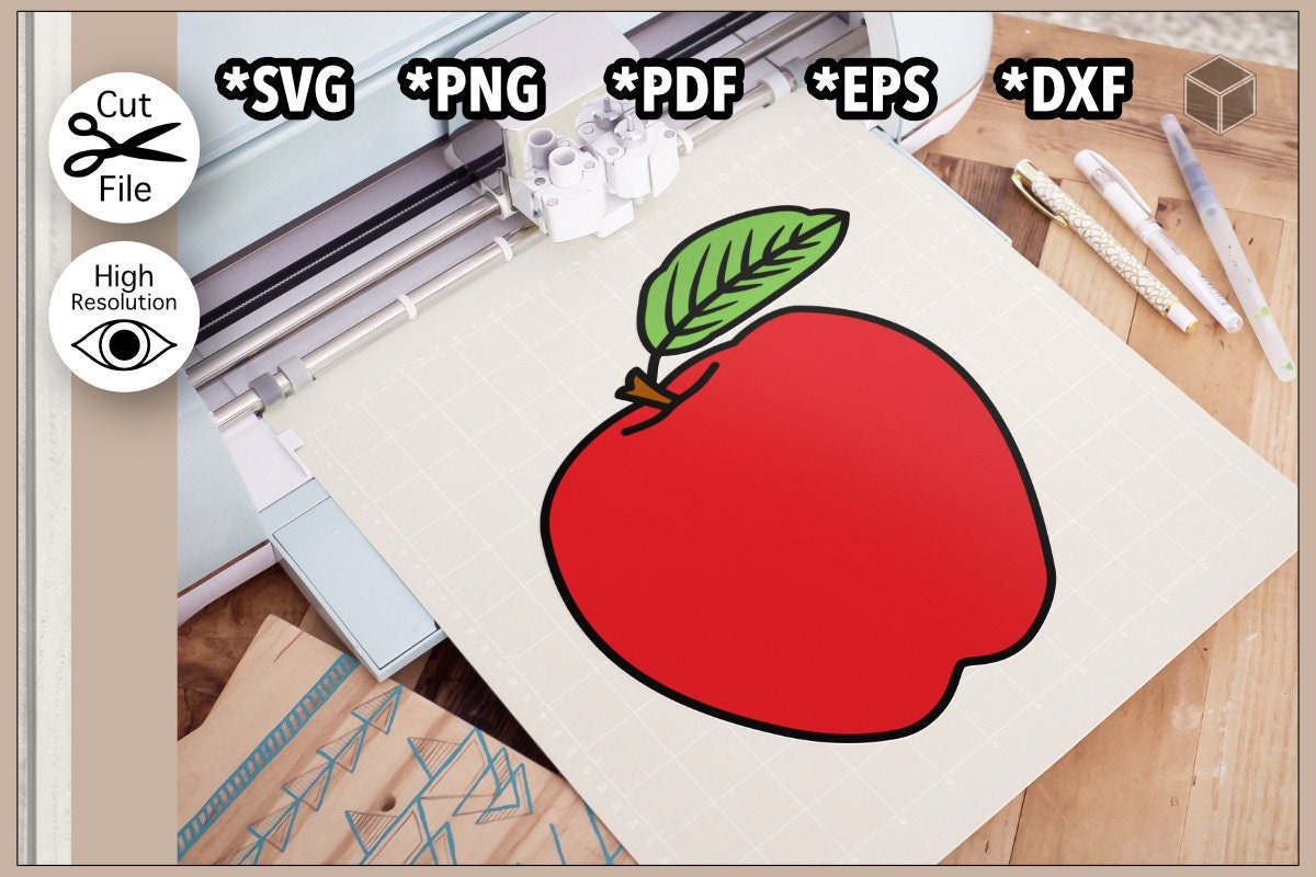 Apple Color and Outline SVG Cut File , Png, Pdf, Dxf, Eps - Etsy