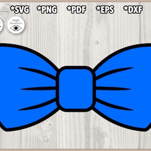 Fichier coupé Svg bleu noeud papillon, cravate Illustration Clipart, conception de sublimation de cravate, vecteur htv de cravate, png, pdf, dxf, eps