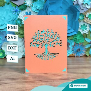 Modèle de carte d'arbre de vie - motif forêt