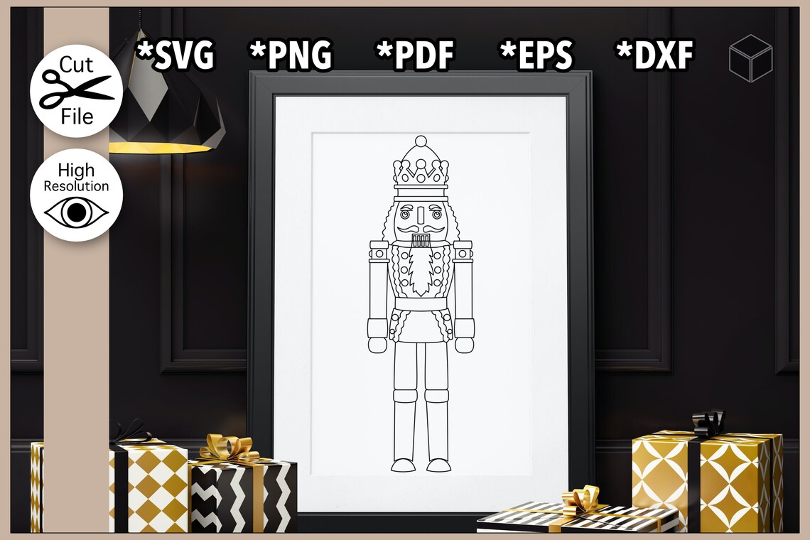 Nutcracker SVG Cut File and Outline, Png, Pdf, Dxf, Eps