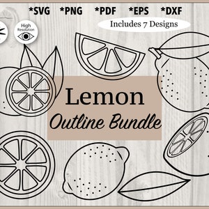 Ensemble SVG contour citron piquant, 7 motifs graphiques inspirés des agrumes, tranche de citron vert SVG Bundle graphiques vectoriels acidulés, ensemble SVG éclaboussures d'agrumes
