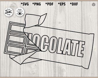 Chocolate Bar Outline Graphic Design, Cacao Vector Cut file, Hazelnut Choco Illustration, Sweet Snack svg, png, pdf, dxf, eps