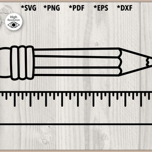 Small Pencil with Ruler Outline vector design for engraving and etching in svg dxf png eps pdf files