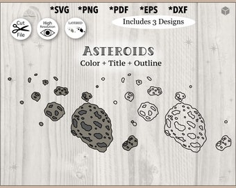 Asteroids Color and Outline SVG Cut File, png, pdf, dxf, eps