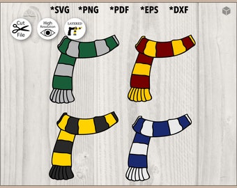 Colorful Scarf Bundle Cut File svg, png, pdf, dxf, eps for Cutting Machine, Autumn Clipart, Fall Printable