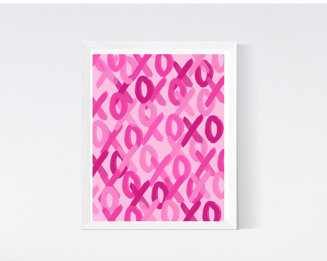 Pink XOXO Wall Art Print Preppy Room Decor Abstract Pink Etsy