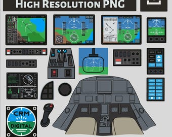 Designset für Privatjet-Cockpits – Digitale Grafiken zum Download