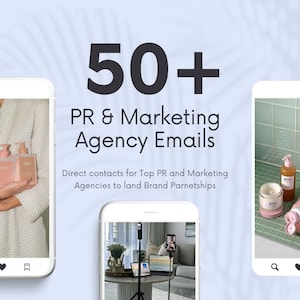 50+ Marketing and PR Agency Email Contact List | For UGC, Content Creators, and Influencers | Skincare, Beauty, Haircare | Social Media