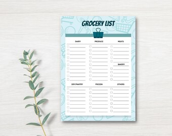 Lista de comestibles imprimible, Lista de compras, Planificador de comidas imprimible, Plantilla de lista de comestibles, Lista de comestibles, PDF digital, Lista de verificación de comestibles