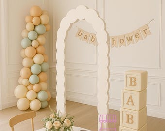 Fondo blanco arqueado para fiestas de cumpleaños de niños y niñas. Independiente y fácil de montar.