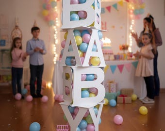 Letras de bloques BABY / Decoración para baby shower / Decoración para revelación de género / Bloques blancos grandes para bebé / Atrezzo para fotos de habitación infantil / Fondo para fiesta de bebé