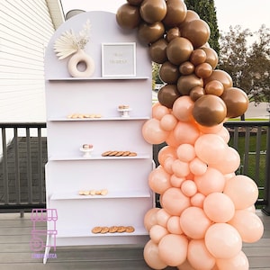 Treat wall, Party Backdrop, Event Decor, Arched Backdrop with Shelves for Display