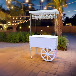 White Champagne Cart: 42-Glass Mini Bar, Party Wedding Decor
