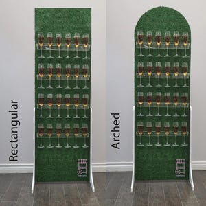 Arched Greenery champagne wall | Grass drink Wall | Wedding decorations | Clear shelf glass holder | treat wall